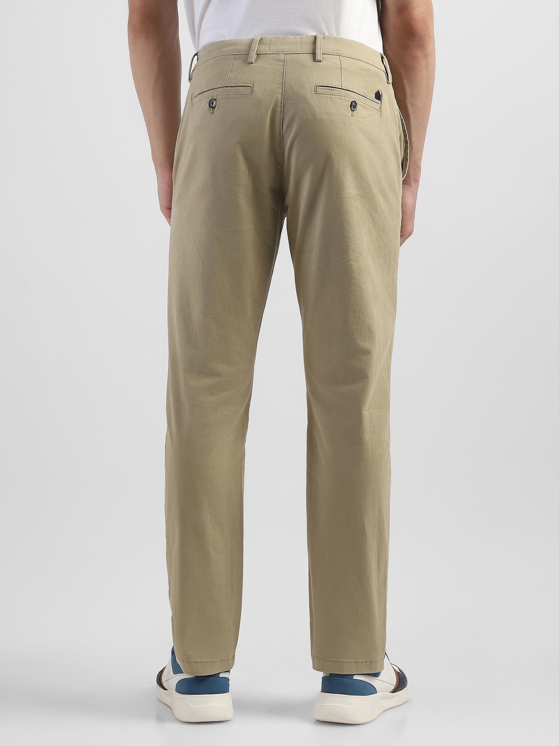 Men Khaki Mid Rise Formal Trouser