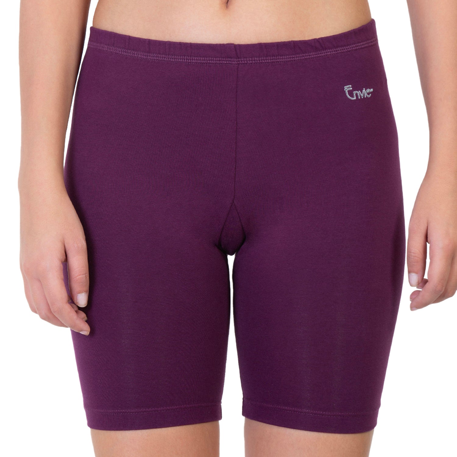 Women Purple Thigh Length Cycling Shorts