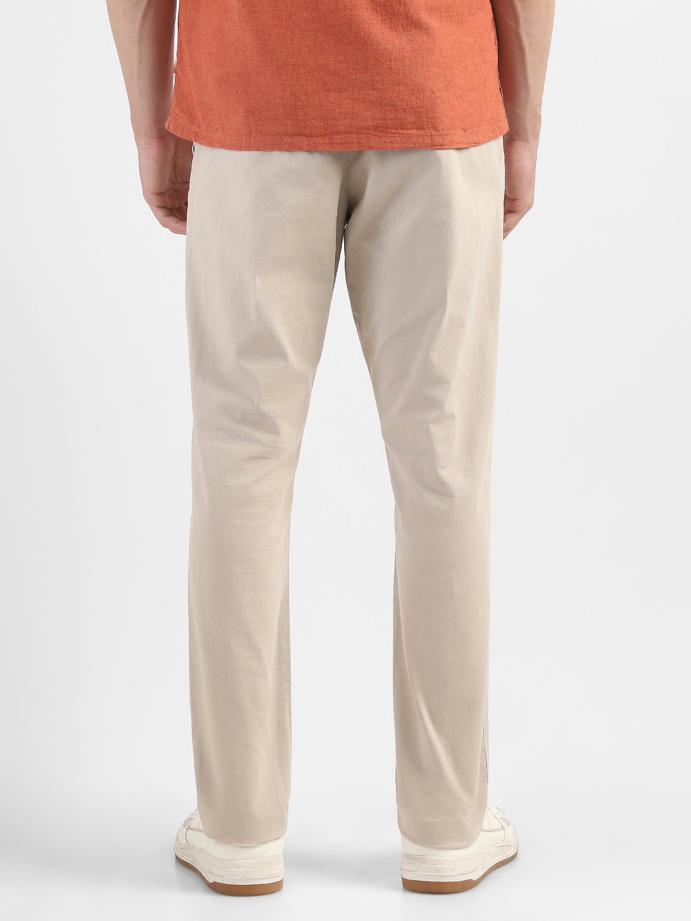 Men Beige Mid Rise Formal Trousers