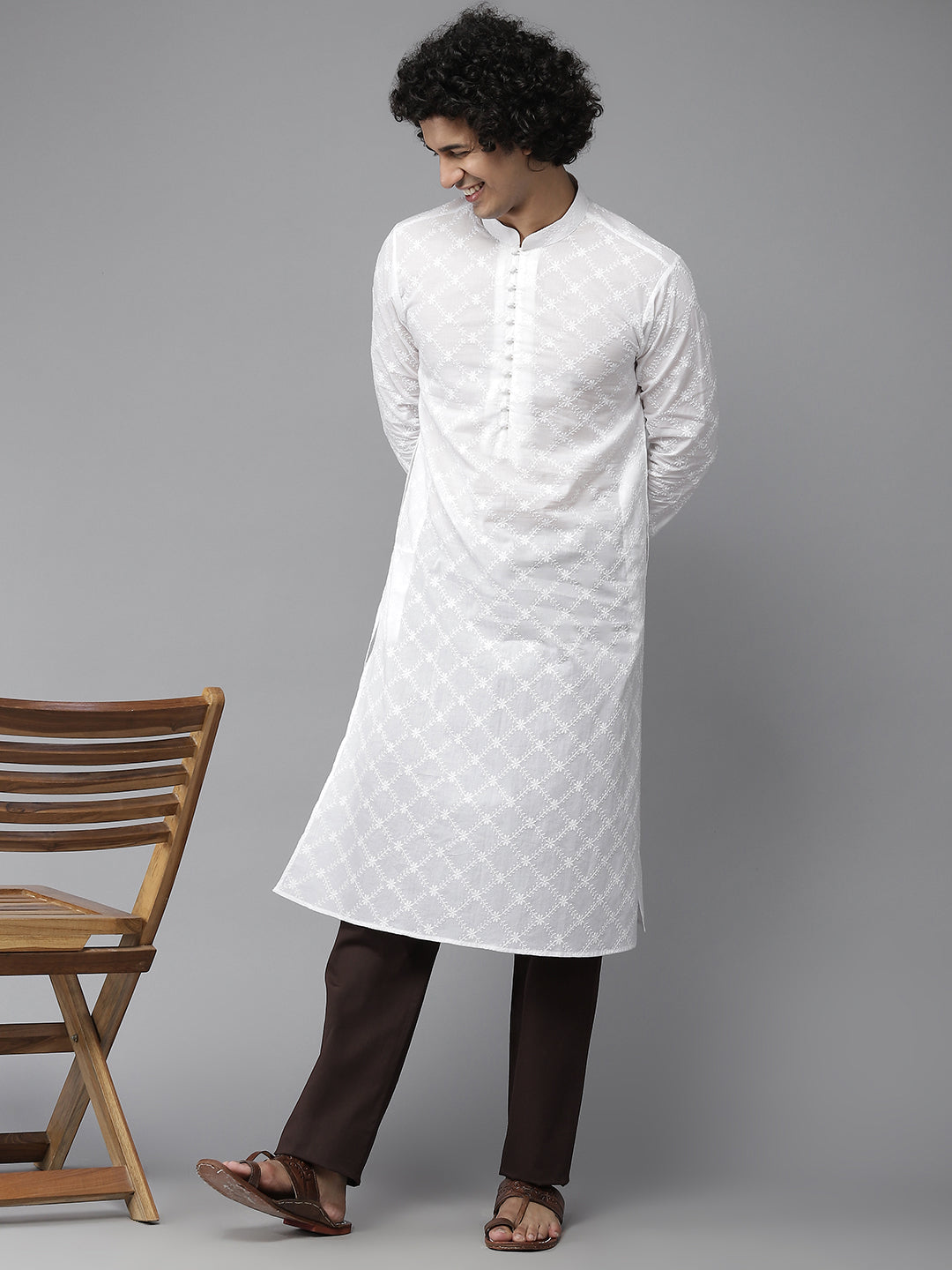 Men Brown Solid Pyjamas