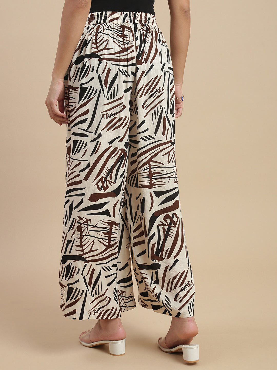 Women Off White Casual Palazzo