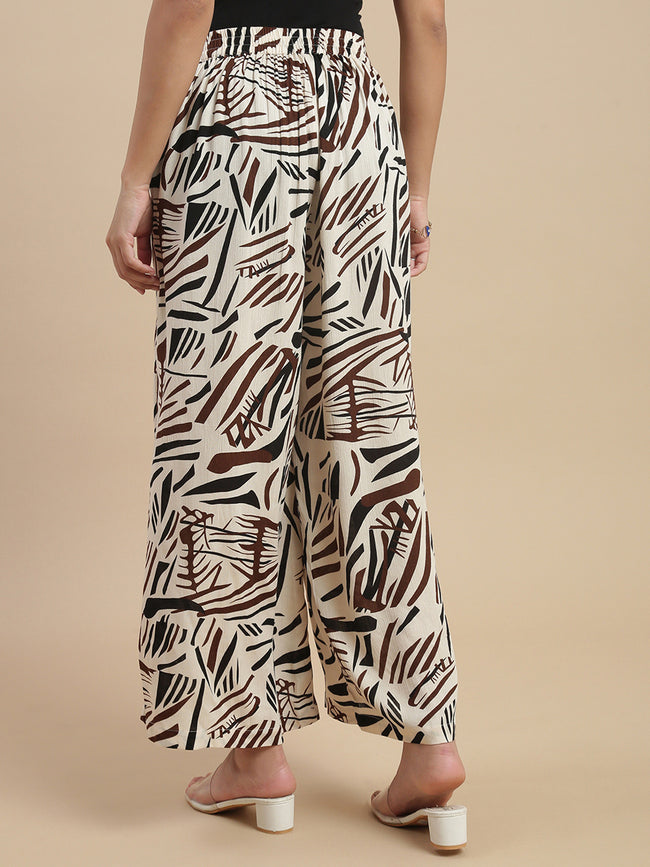 Women Off White Casual Palazzo