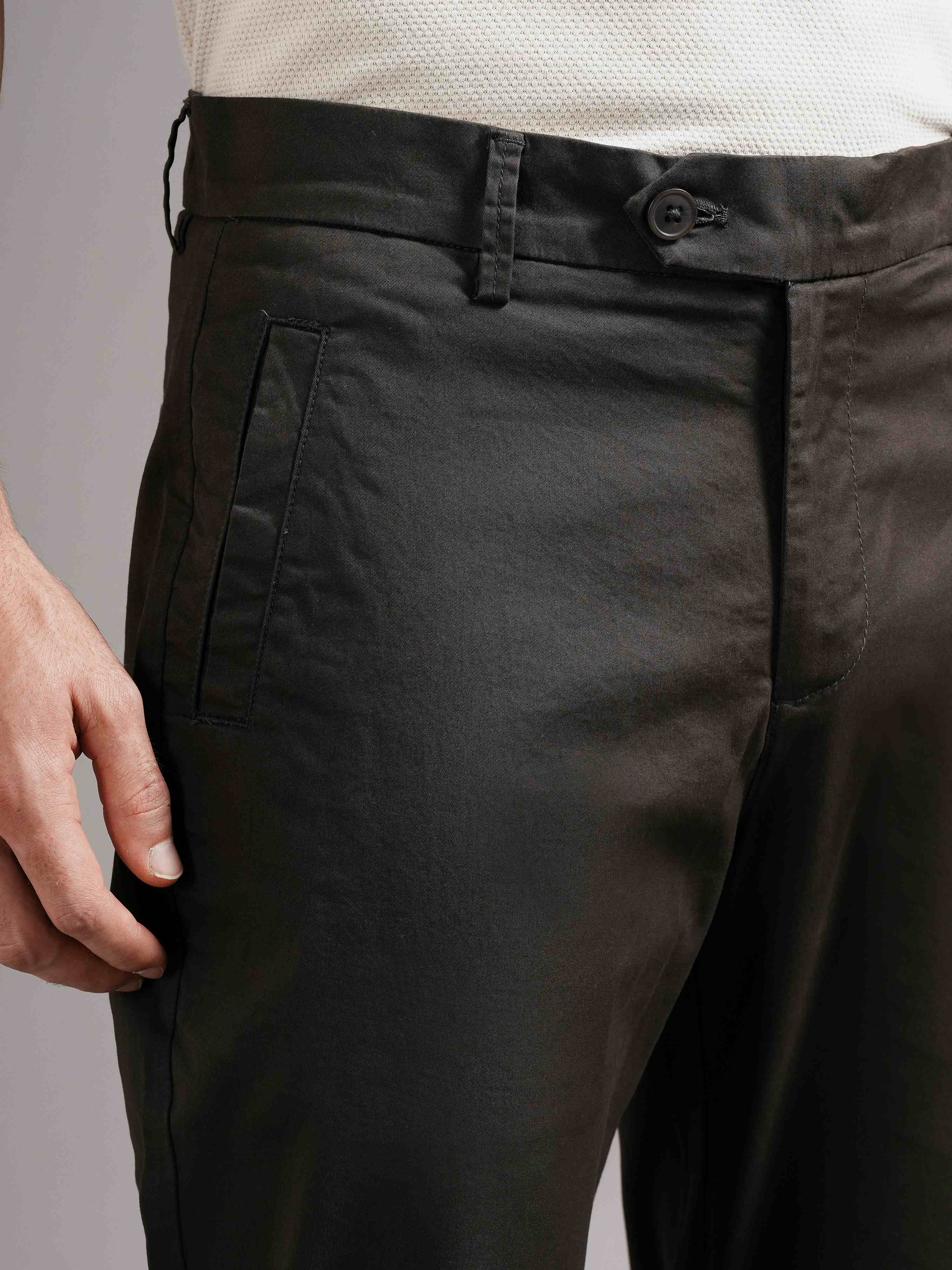 Men Olive Tailored Fit Trousers