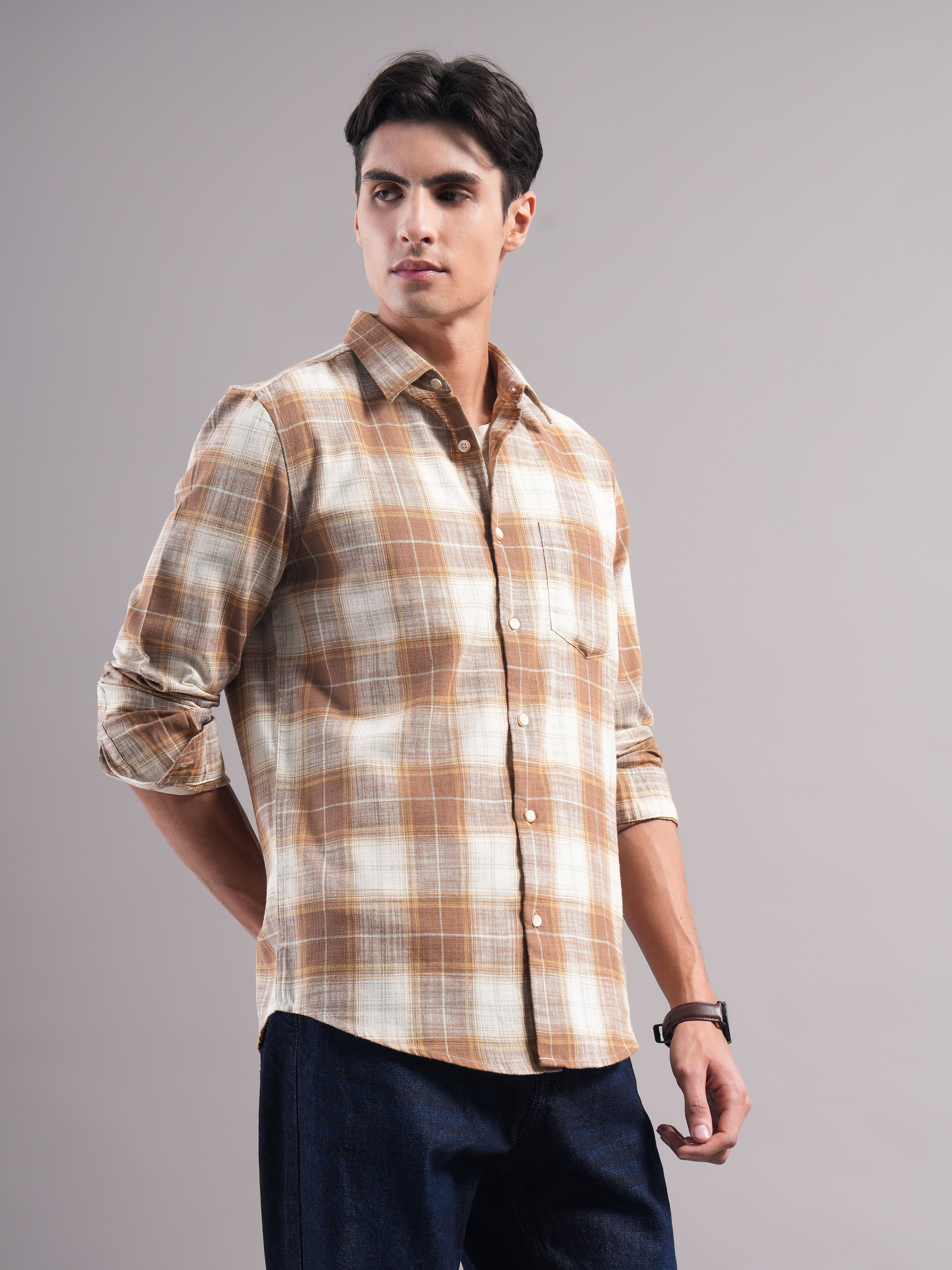 Men Cotton Checked Shirts