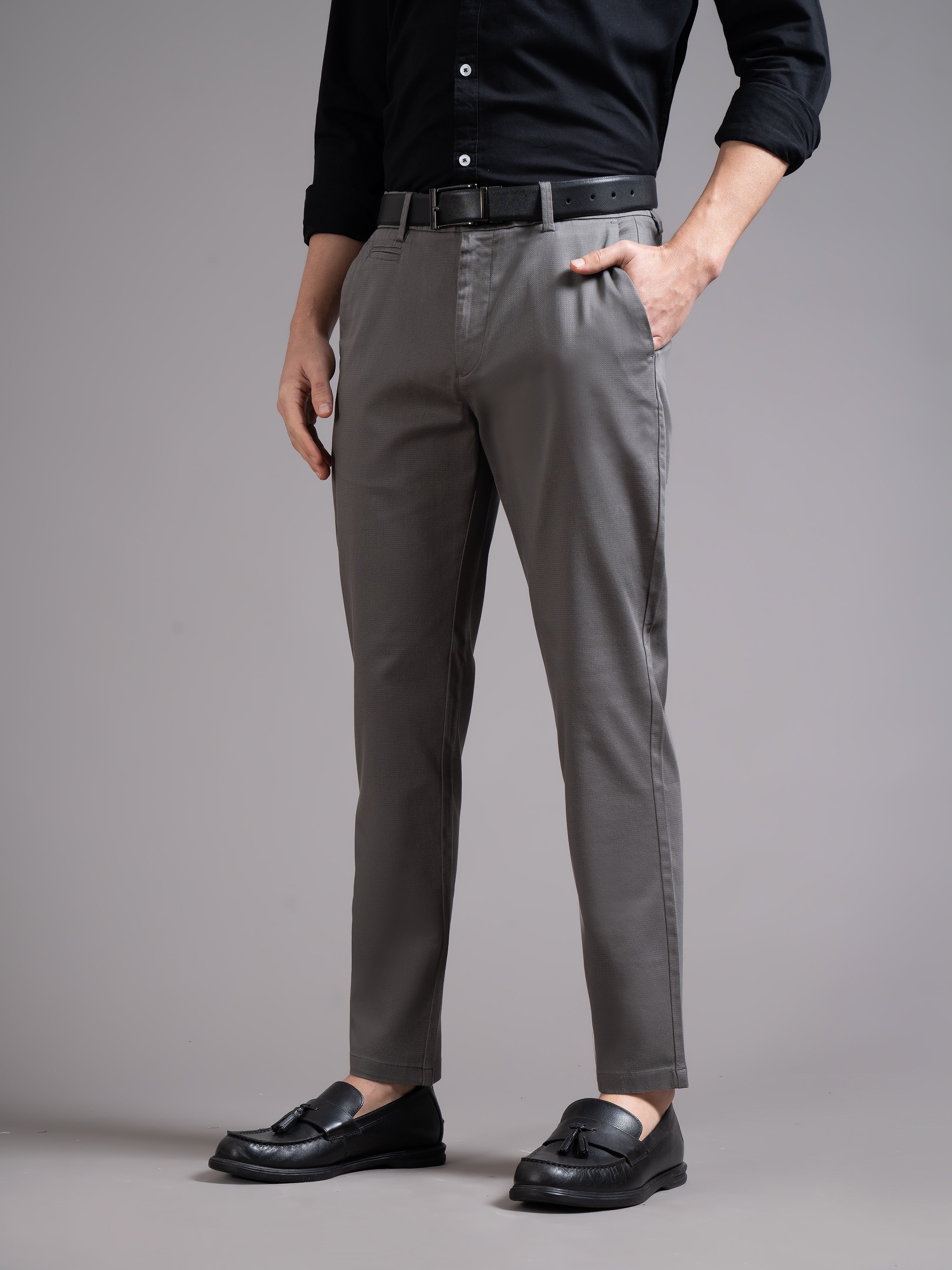 Men Grey Smart Slim Fit Chinos