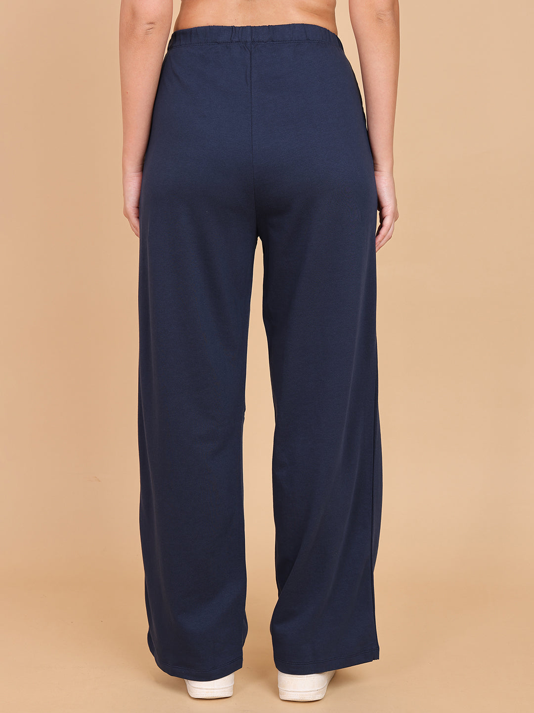 Women Navy Relaxed Straight Pant