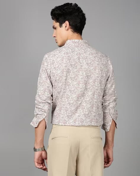 Men Pink Floral Print Shirt