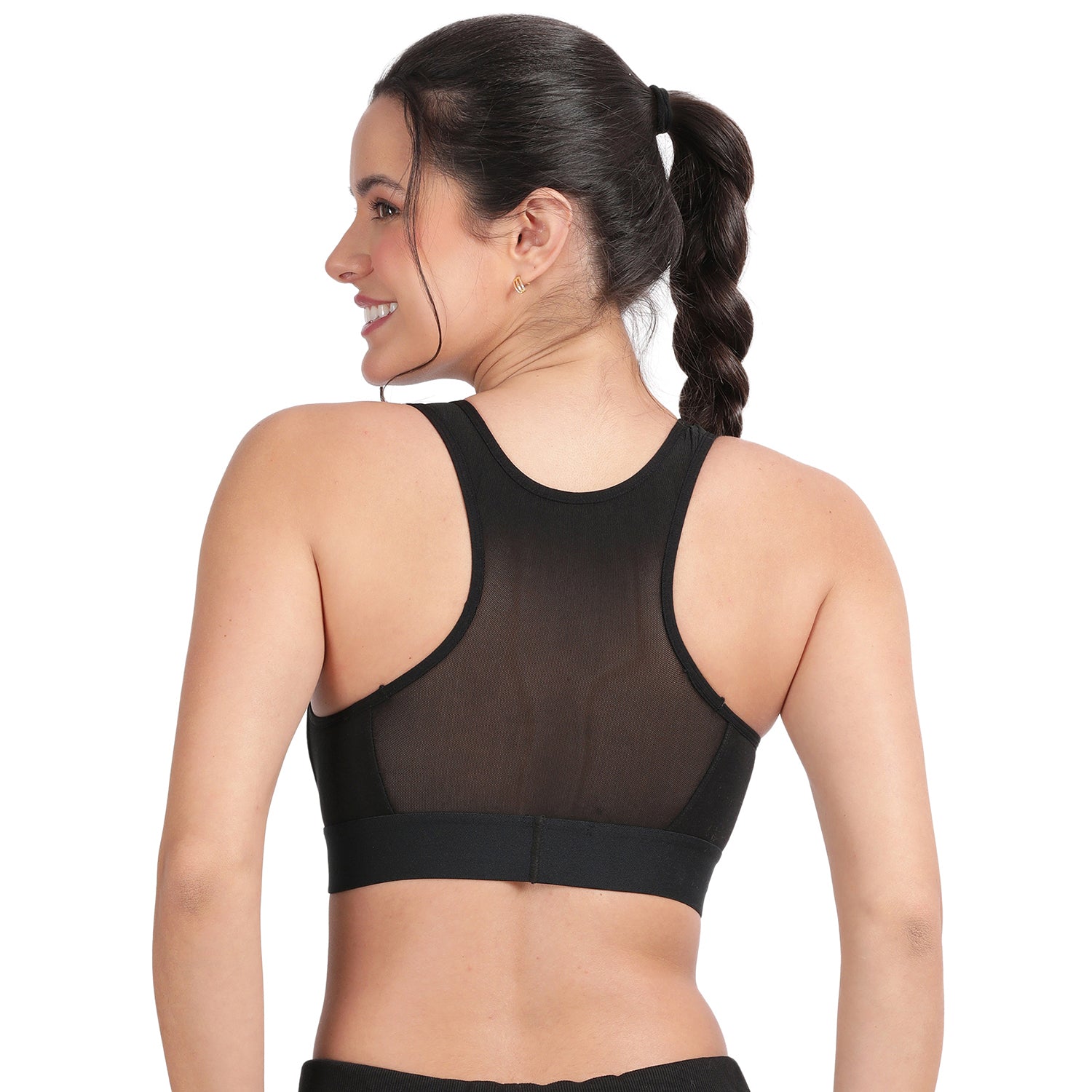 Non-padded Non-wired Full Coverage Removable Racer Back Sports Bra