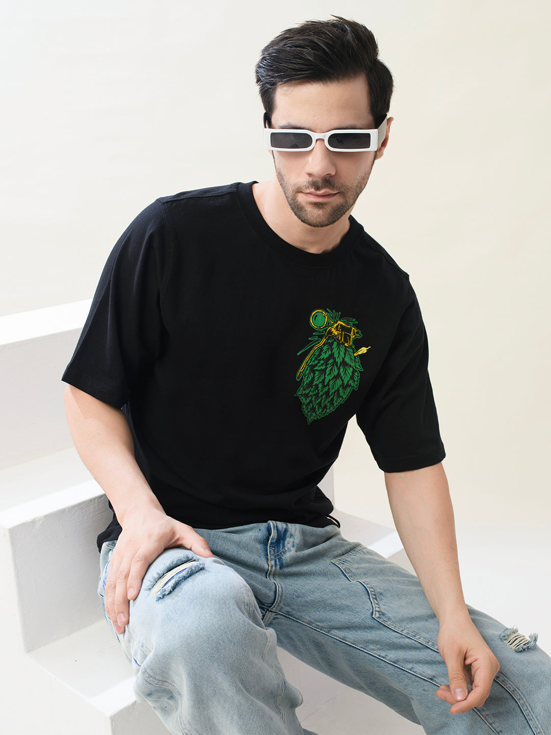 Men Black Cotton Oversized T-Shirt