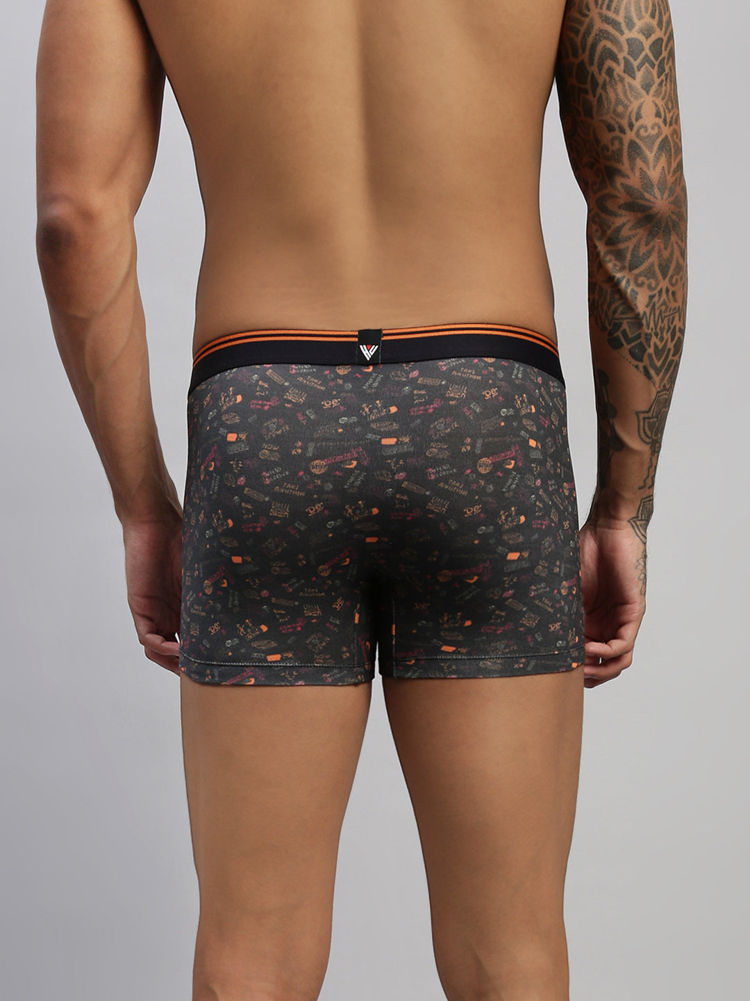 Men Black Modal Printed Trunks