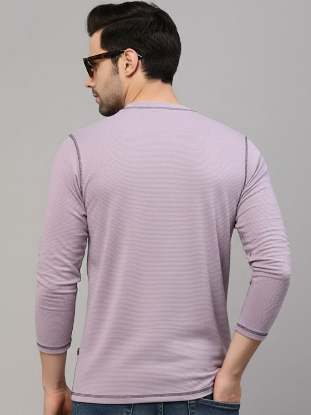 Men Purple Round Neck Polyester T-Shirt