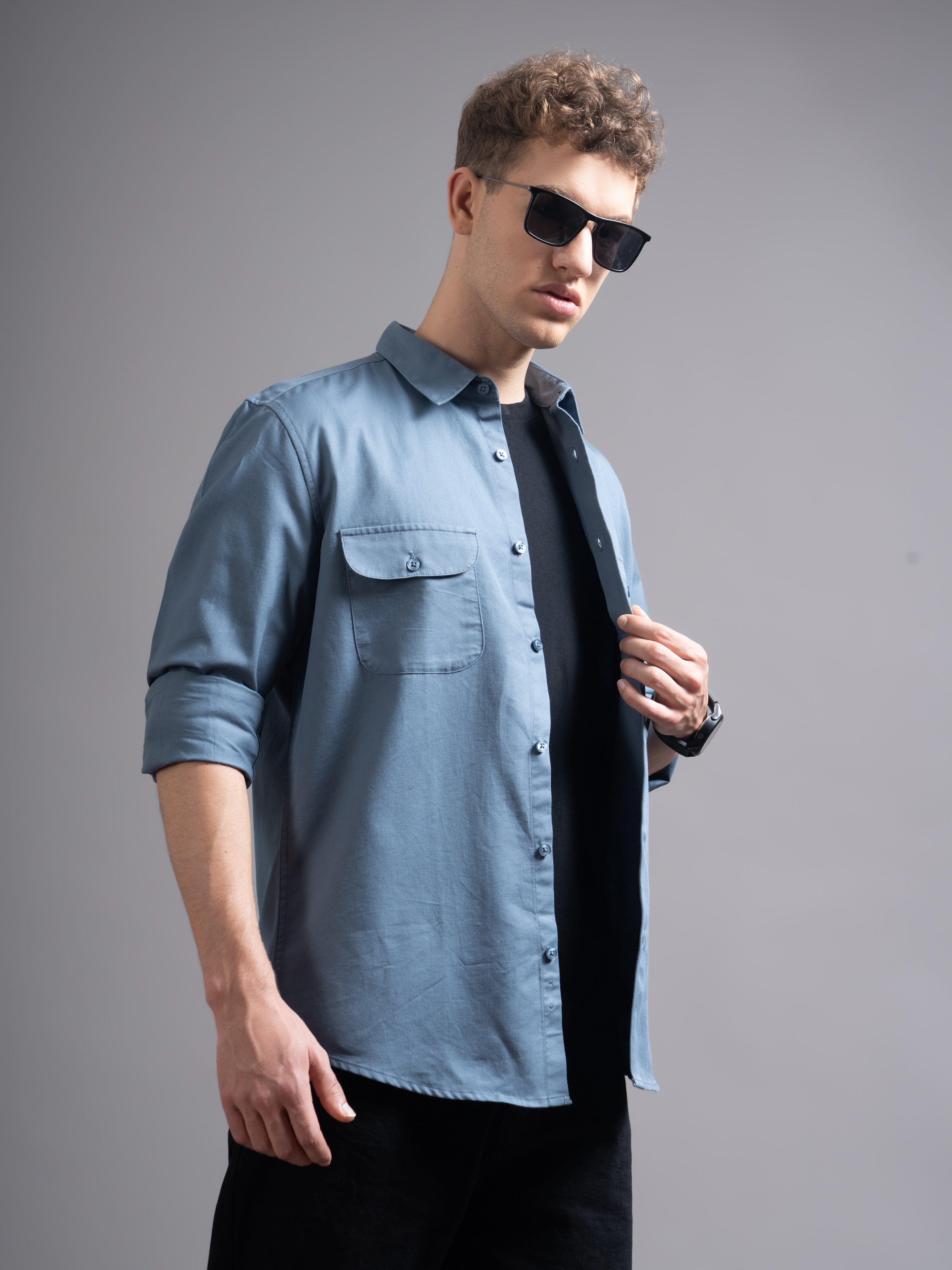 Men Grey Casual Shirt