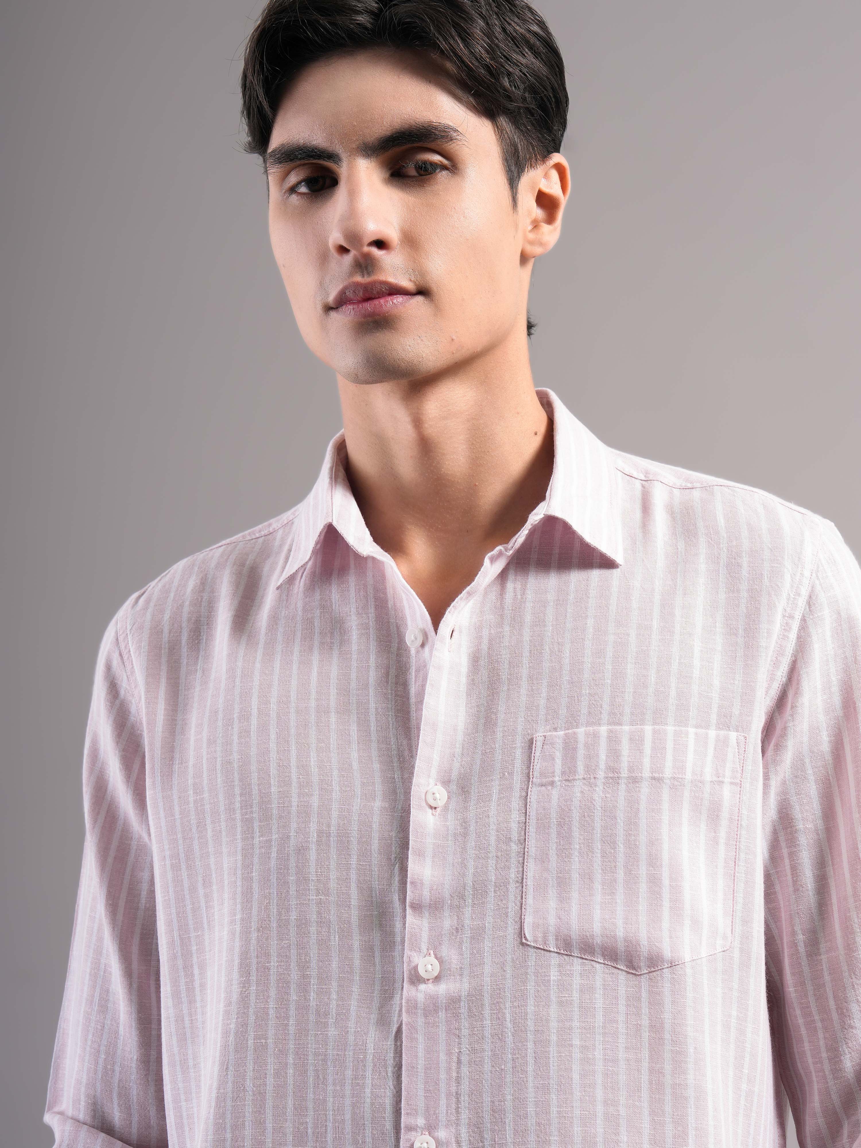 Men Lyocell Striped Shirts