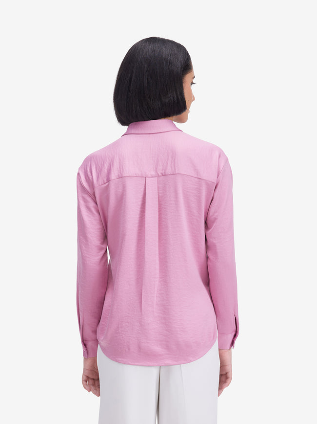 Women Pink Side Knot Detail Shirt