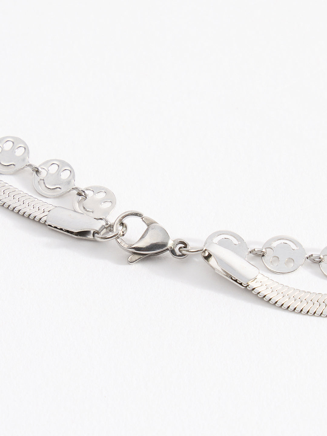 Men Smiley Face Double Chain With Lobster Closure