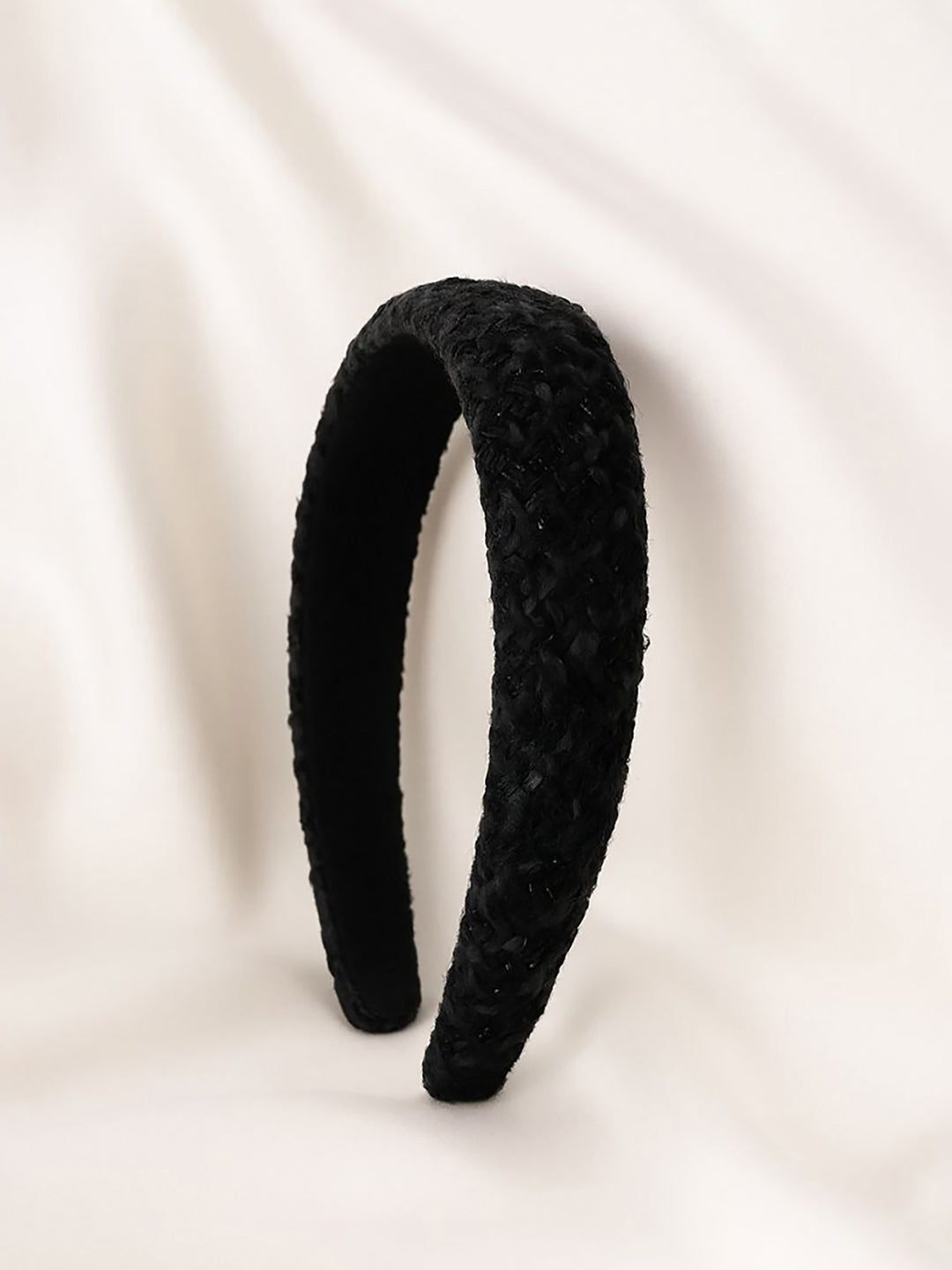 Women Black Tweed Puff Hair Band