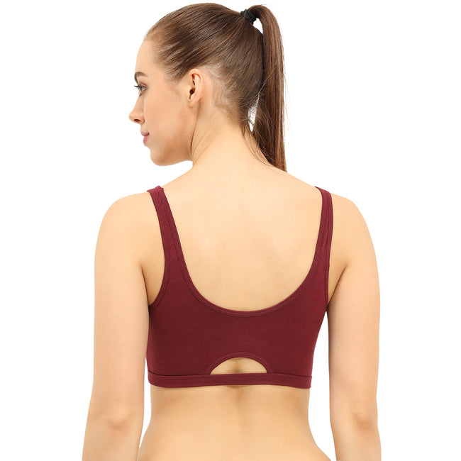Non-padded Non-wired Full Coverage Slip-on Moulded Double Layered Sports Bra