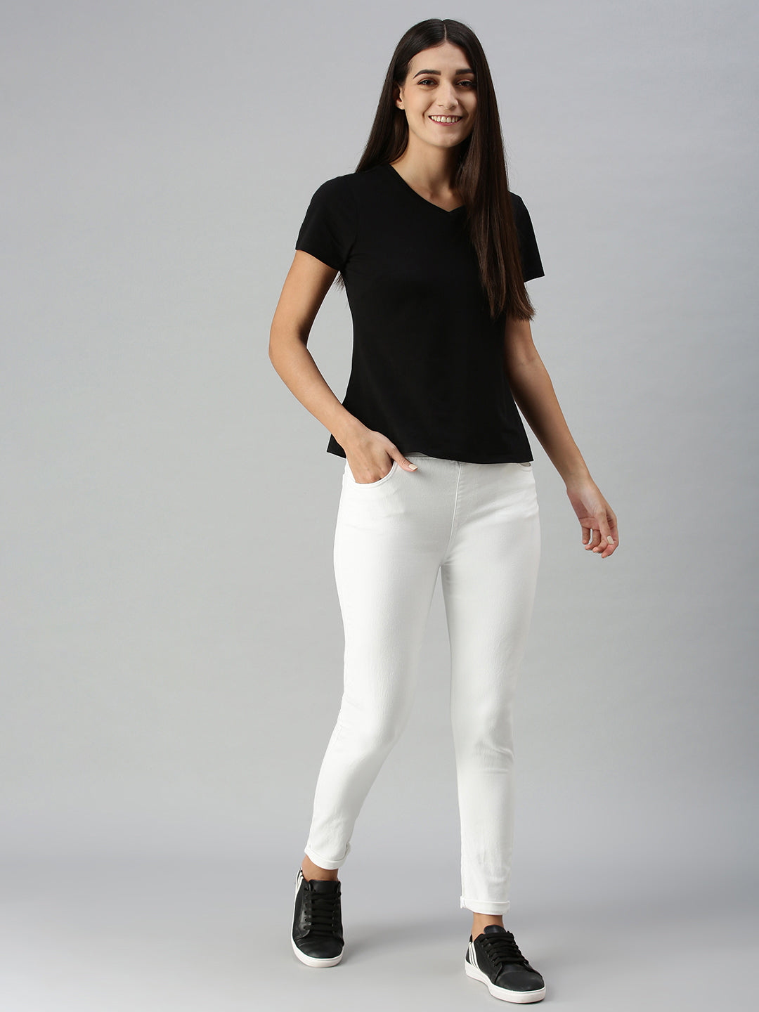 Women White Casual Legging