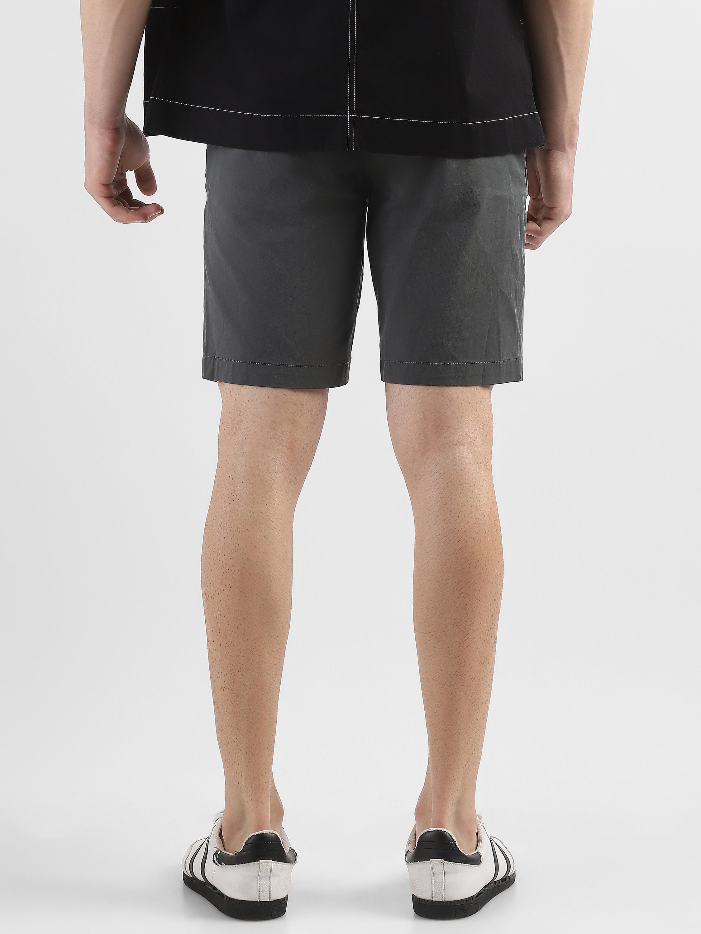 Men Dark Grey Knee Length Regular Fit Shorts