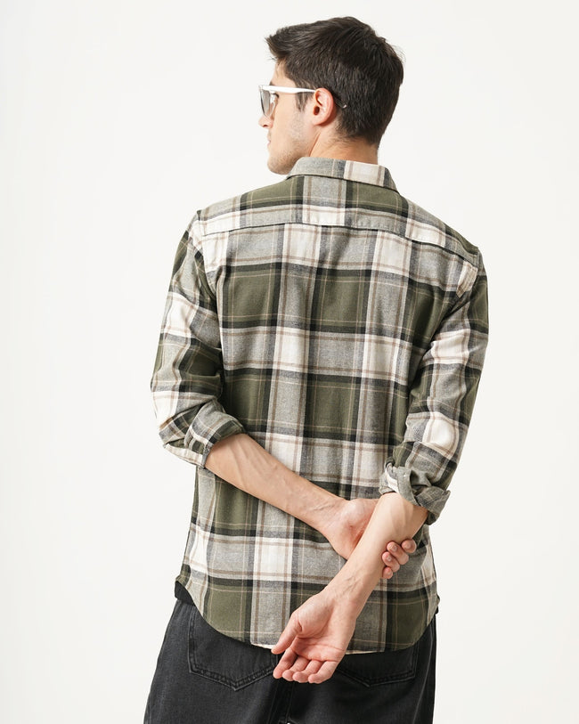 Men Green Checked Shirt