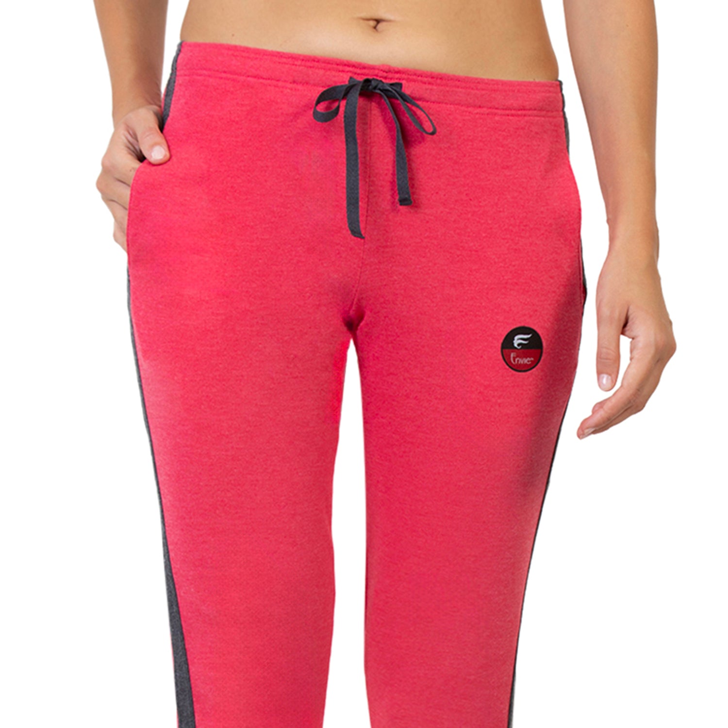 Women Red Ankle Length Track Pant