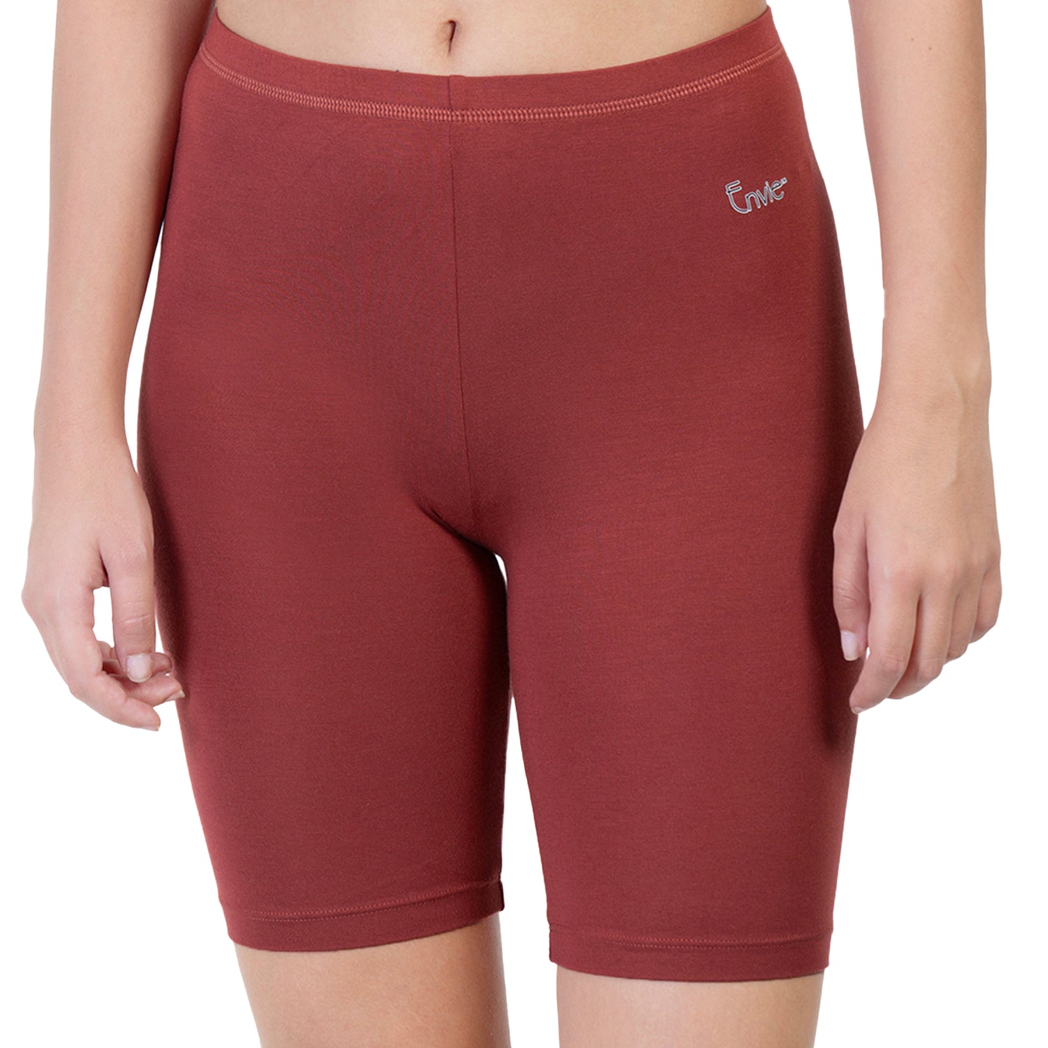 Women Maroon Thigh Length Cycling Shorts