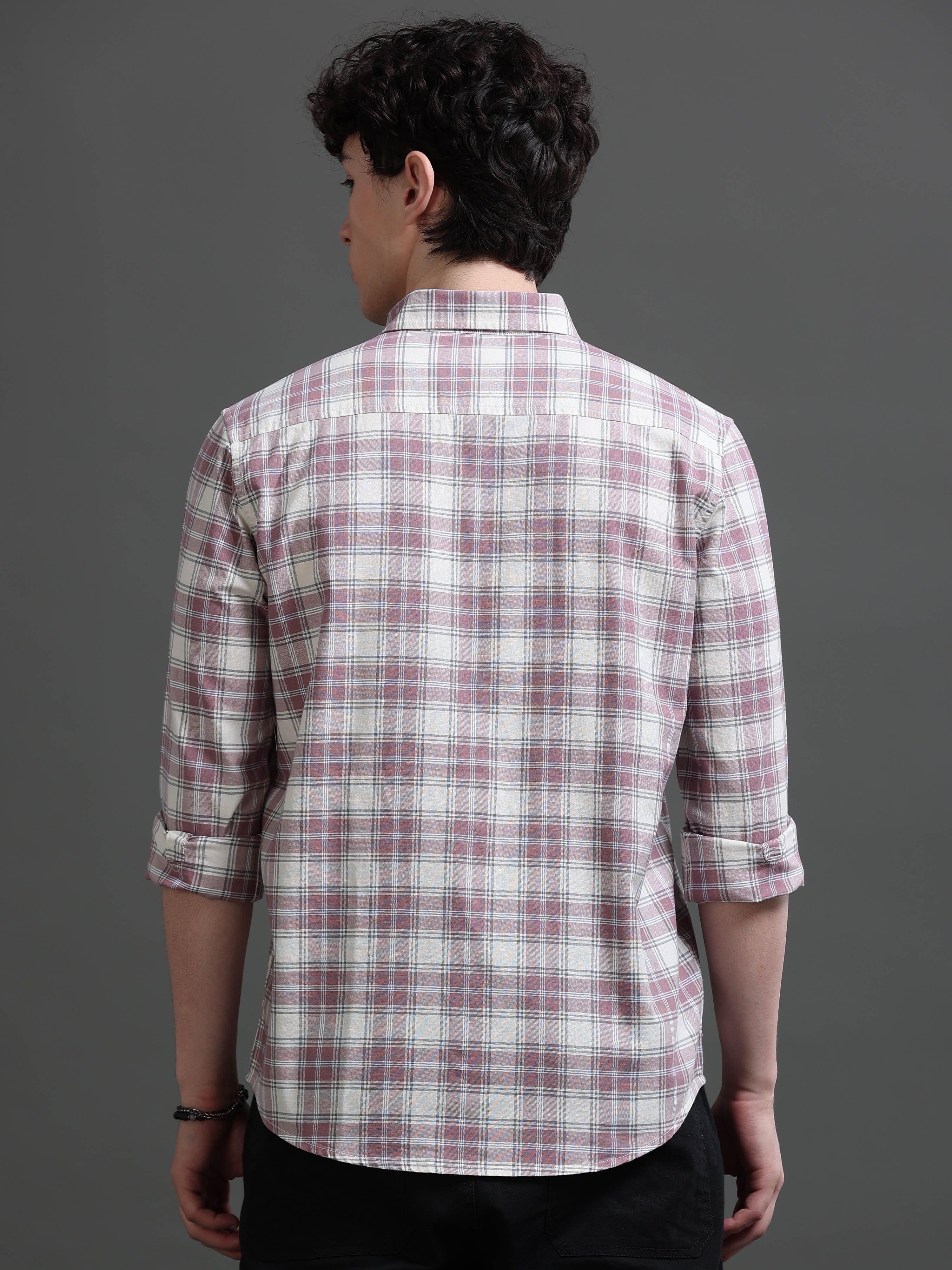 Men Mauve Check Shirt