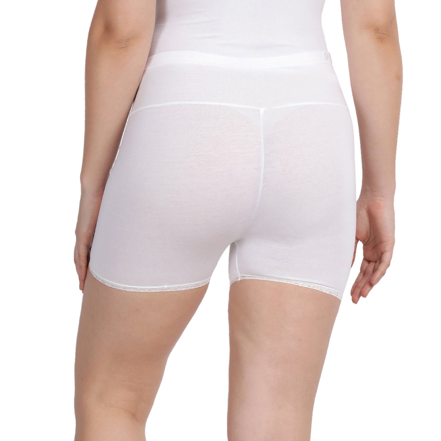 Women White Maternity Lace Shorts