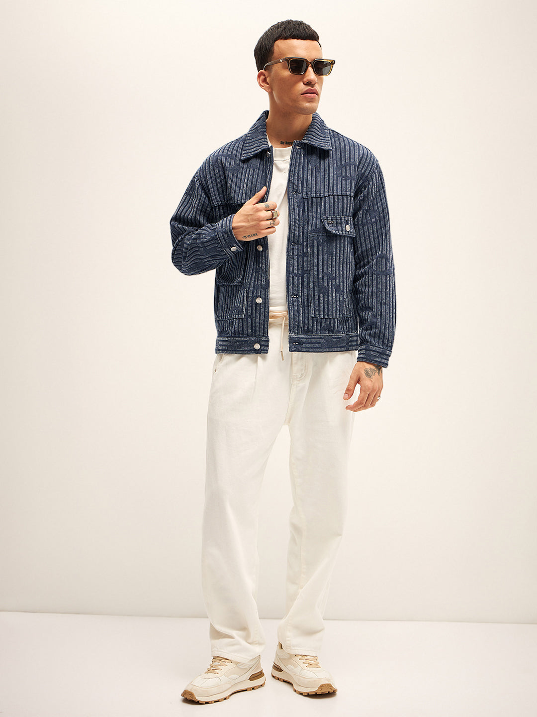 Men Blue Regular Fit Denim Jacket