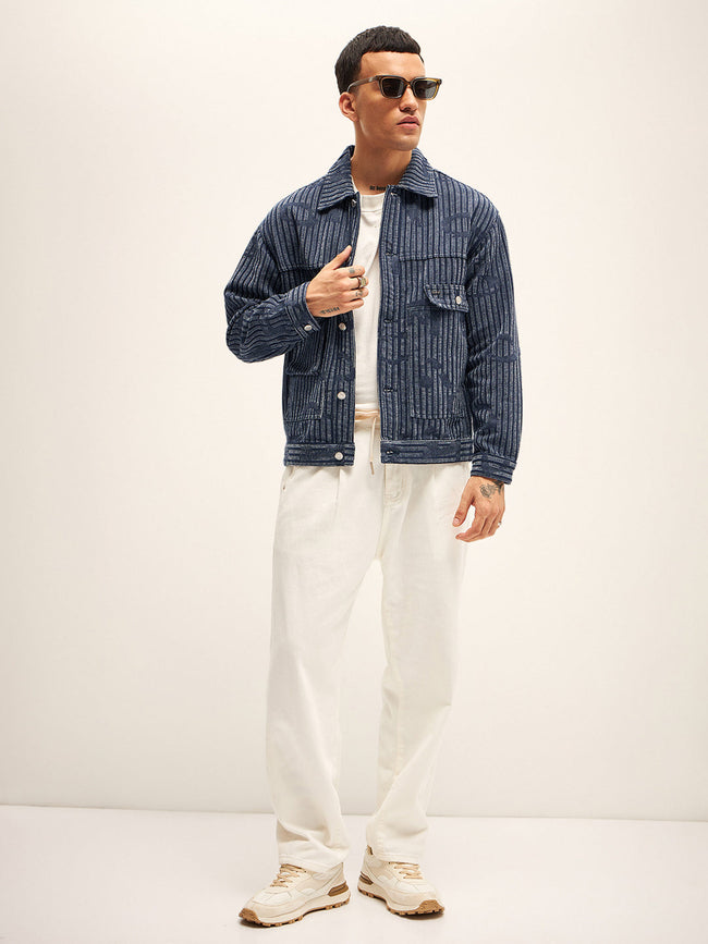 Men Blue Regular Fit Denim Jacket