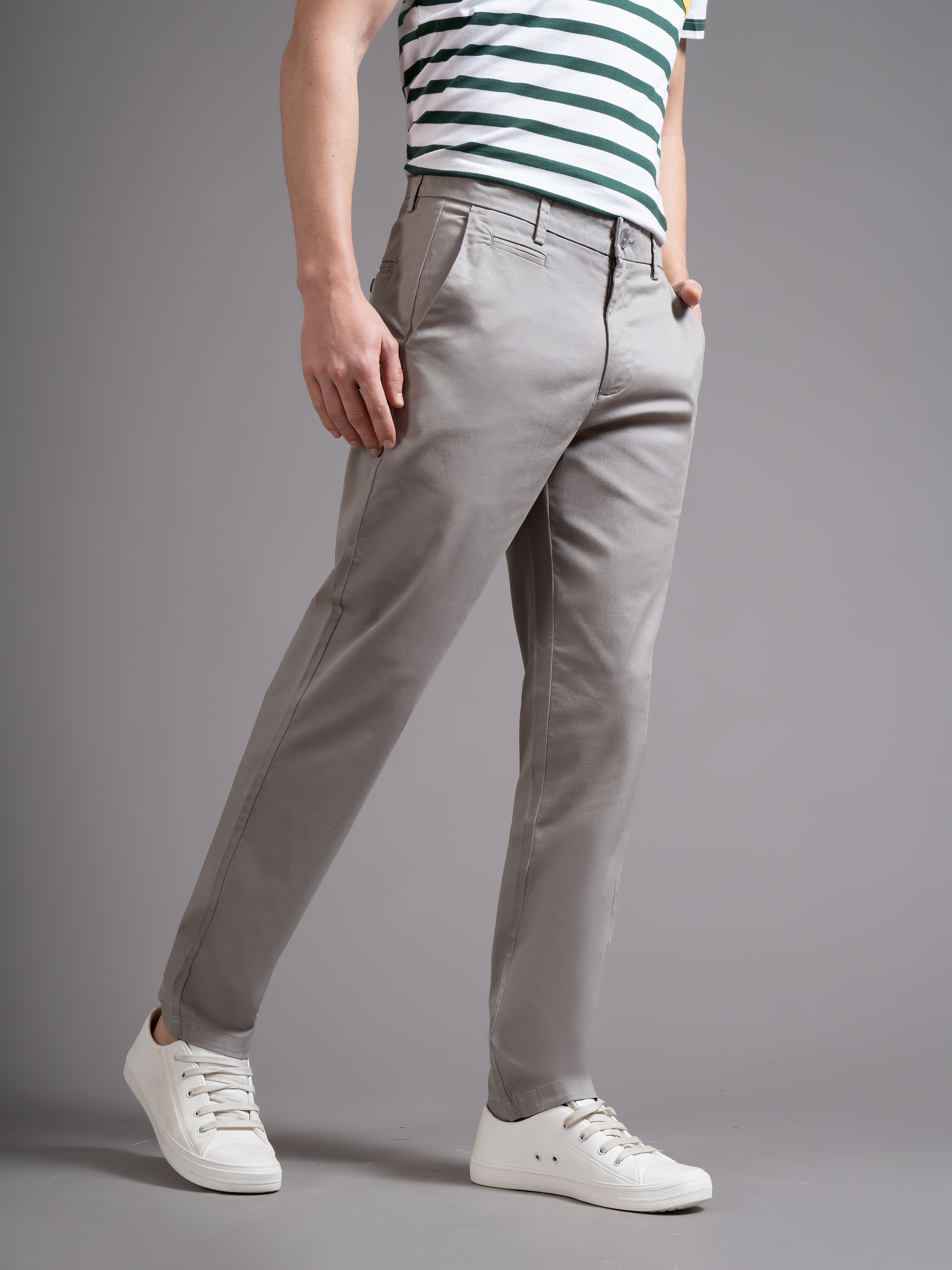 Men Grey Smart Slim Fit Chinos