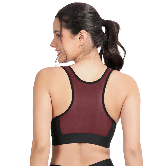 Non-padded Non-wired Full Coverage Removable Racer Back Sports Bra