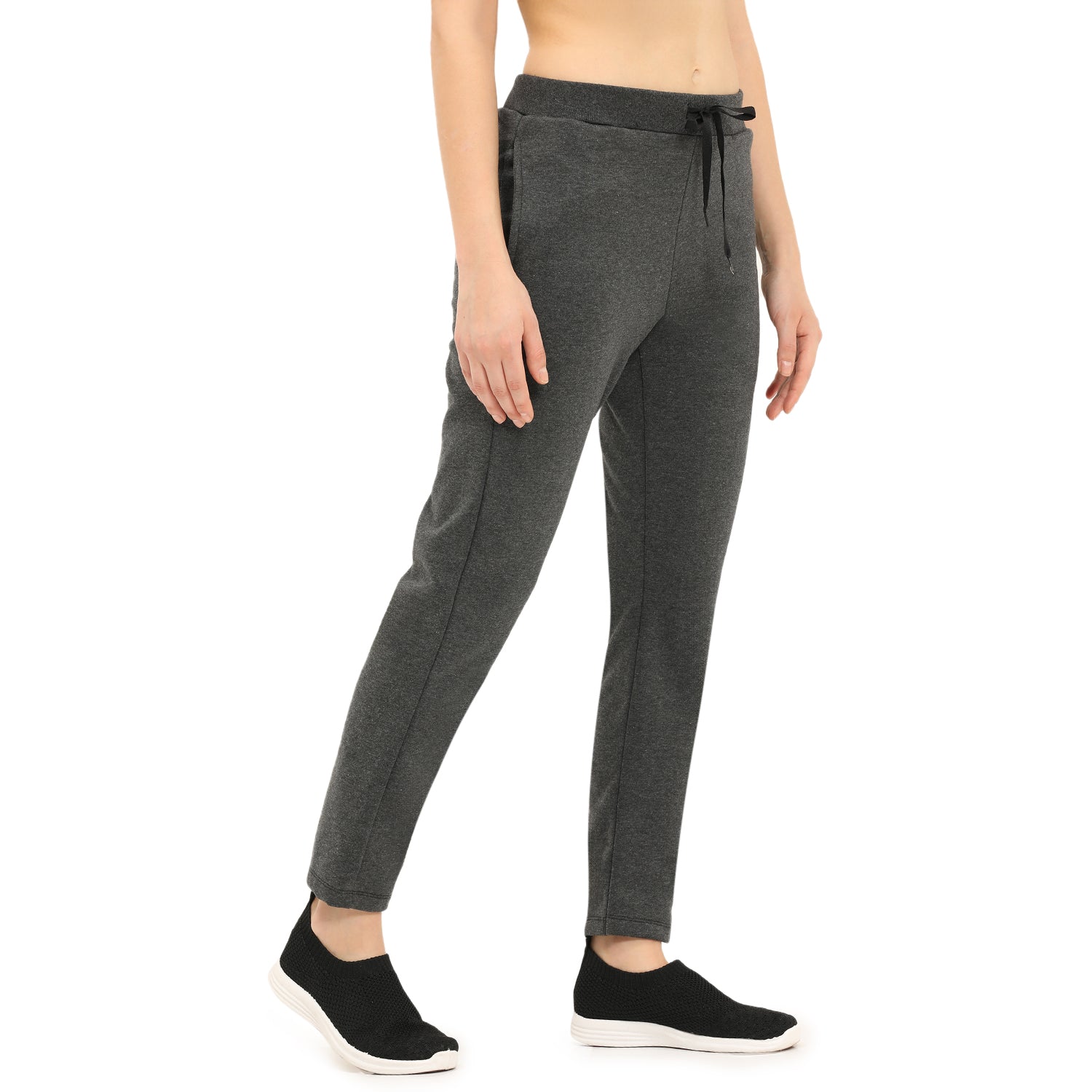 Women Grey Ankle Length Fleece Track Pant