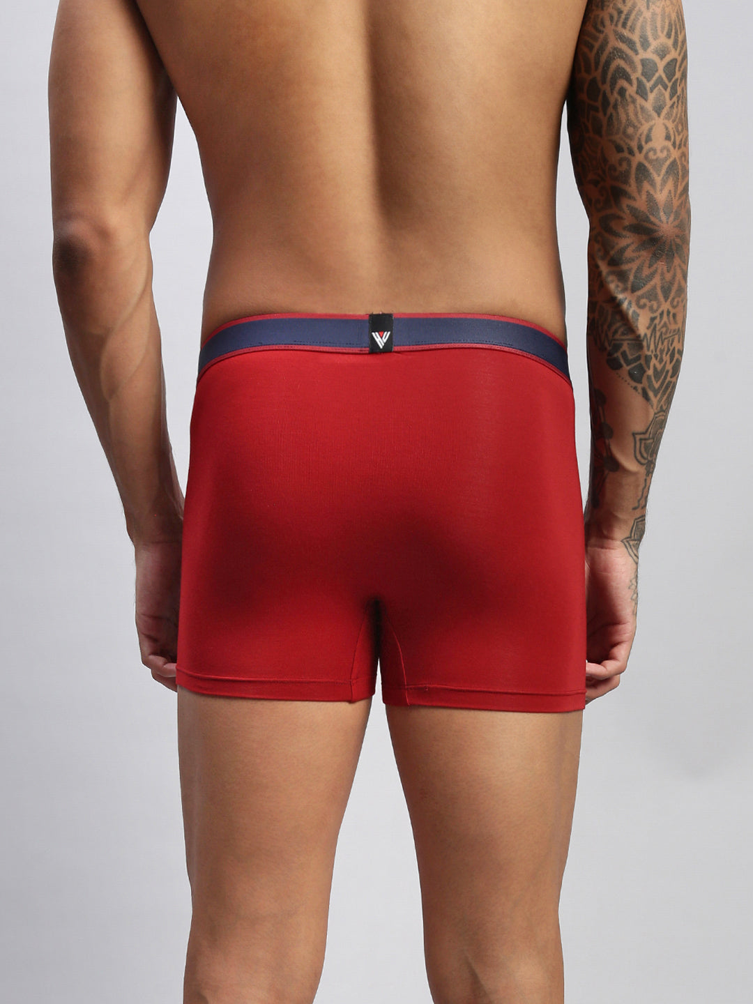 Men Red Modal Solid Trunks
