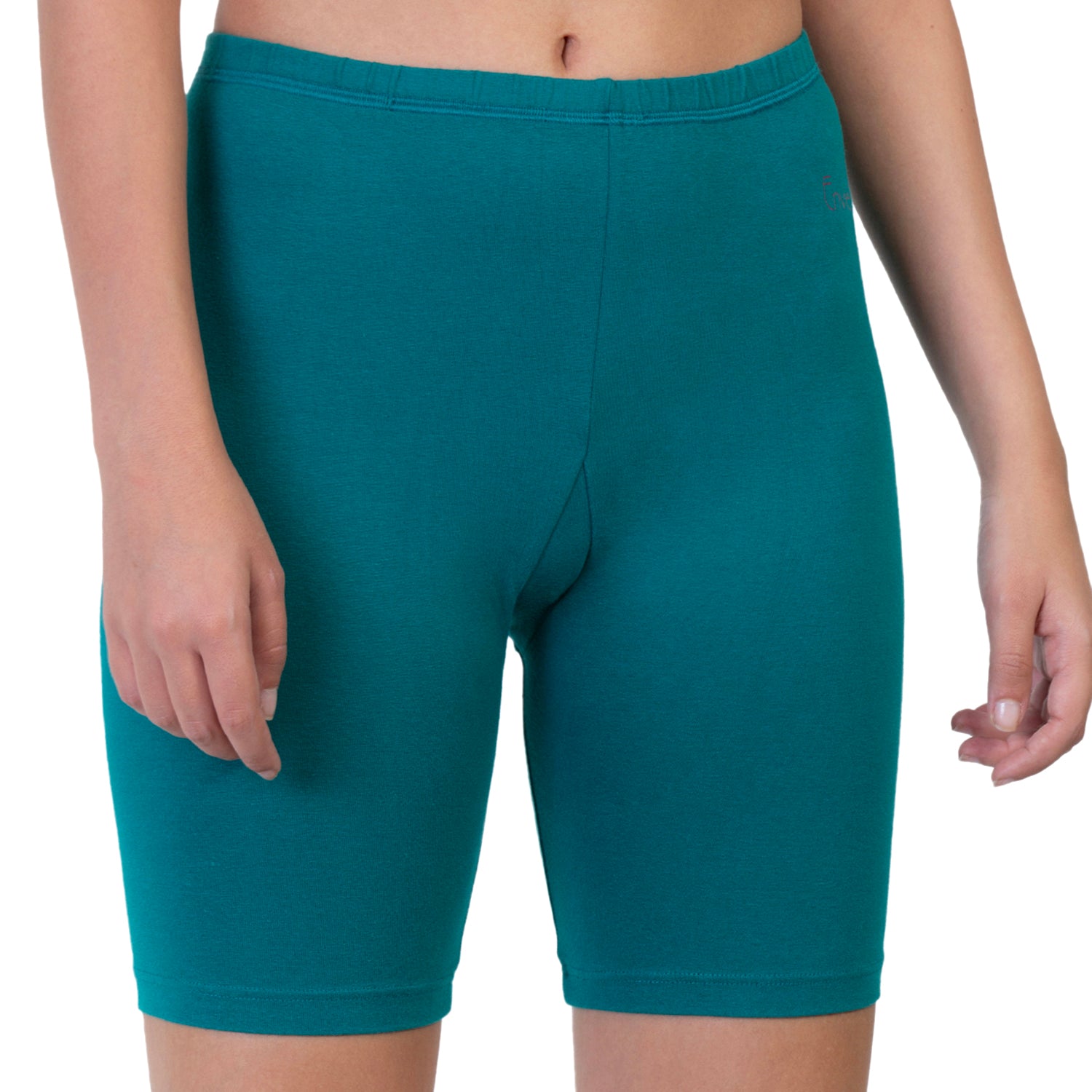 Women Green Thigh Length Cycling Shorts