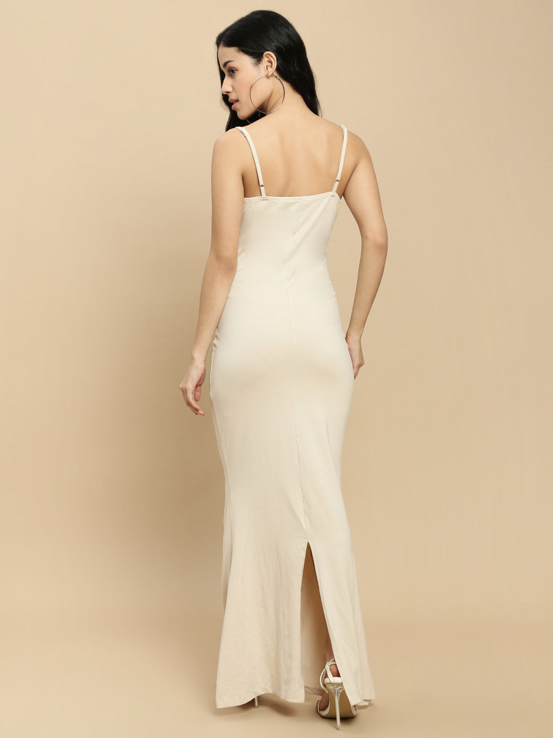 Women Beige Sleeveless Dress