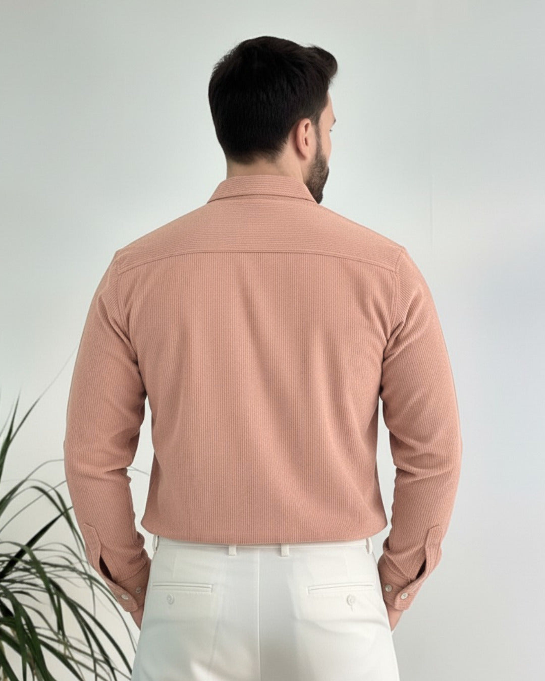 Men Pink Corduroy Shirt