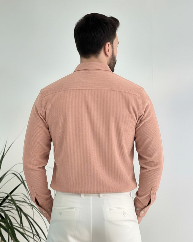 Men Pink Corduroy Shirt