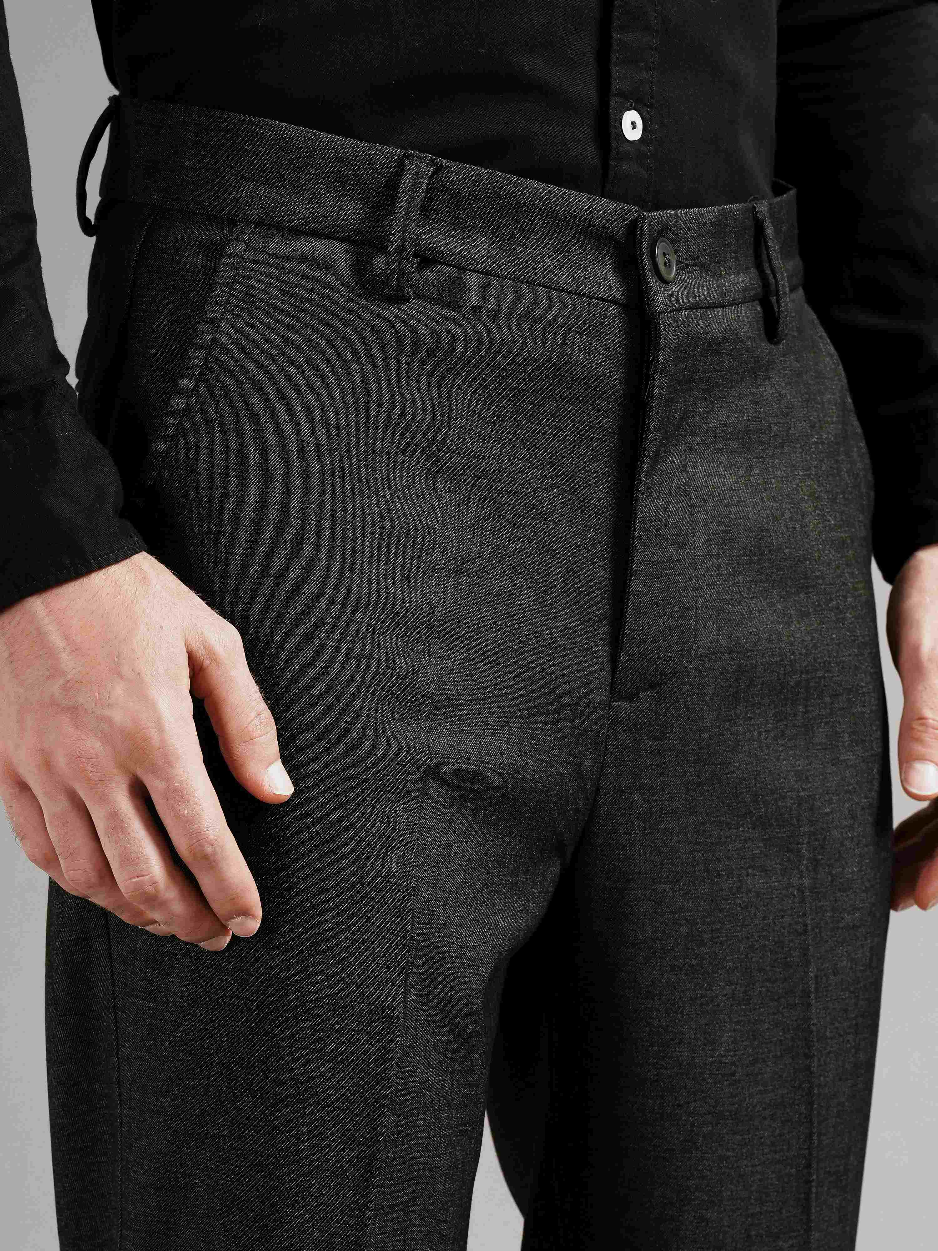 Men Olive Straight Fit Trousers