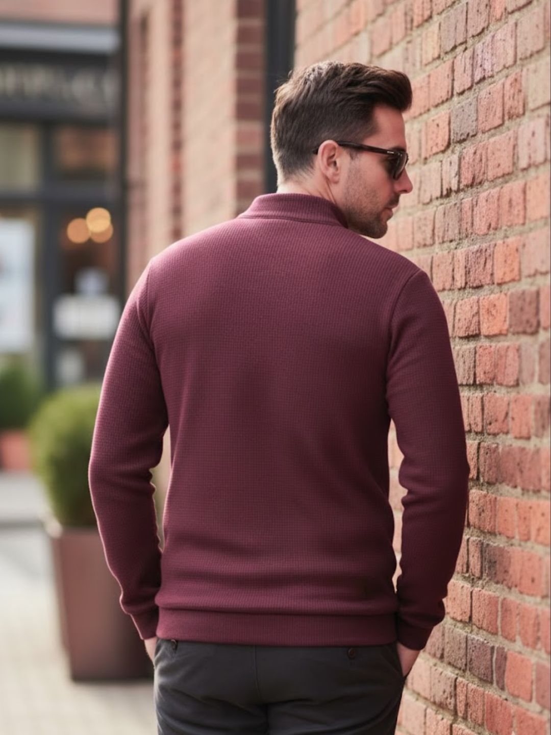 Men Wine Polo Neck T-Shirt