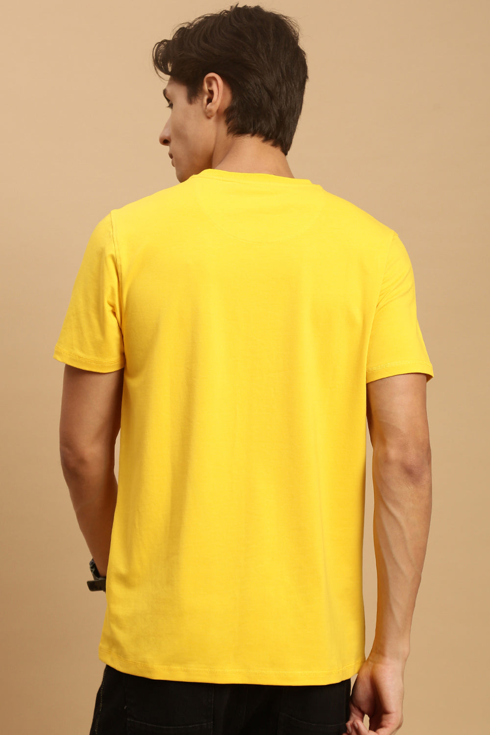 Men Mustard Half Sleeve T-Shirt
