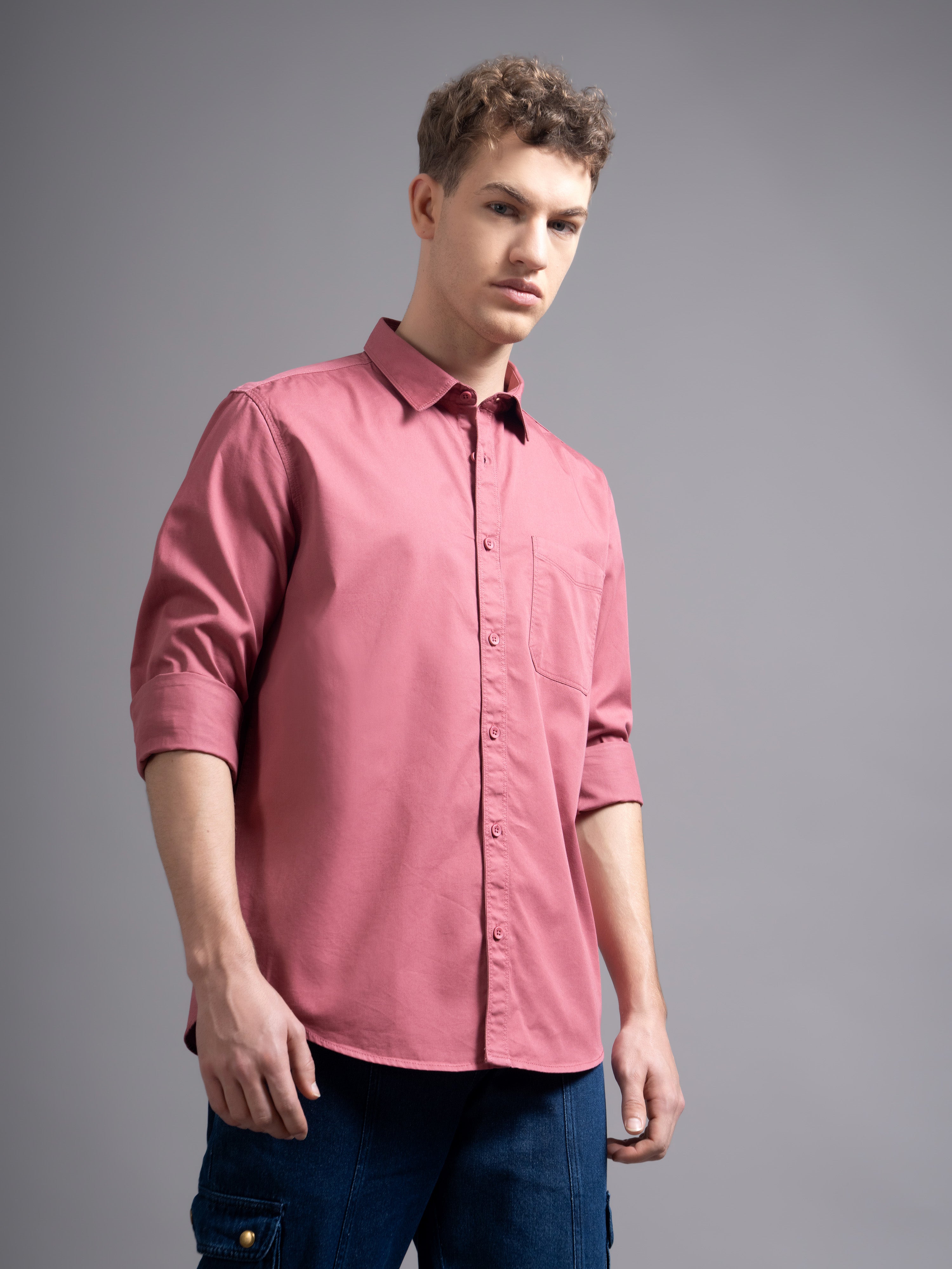 Men Mauve Twill Shirt