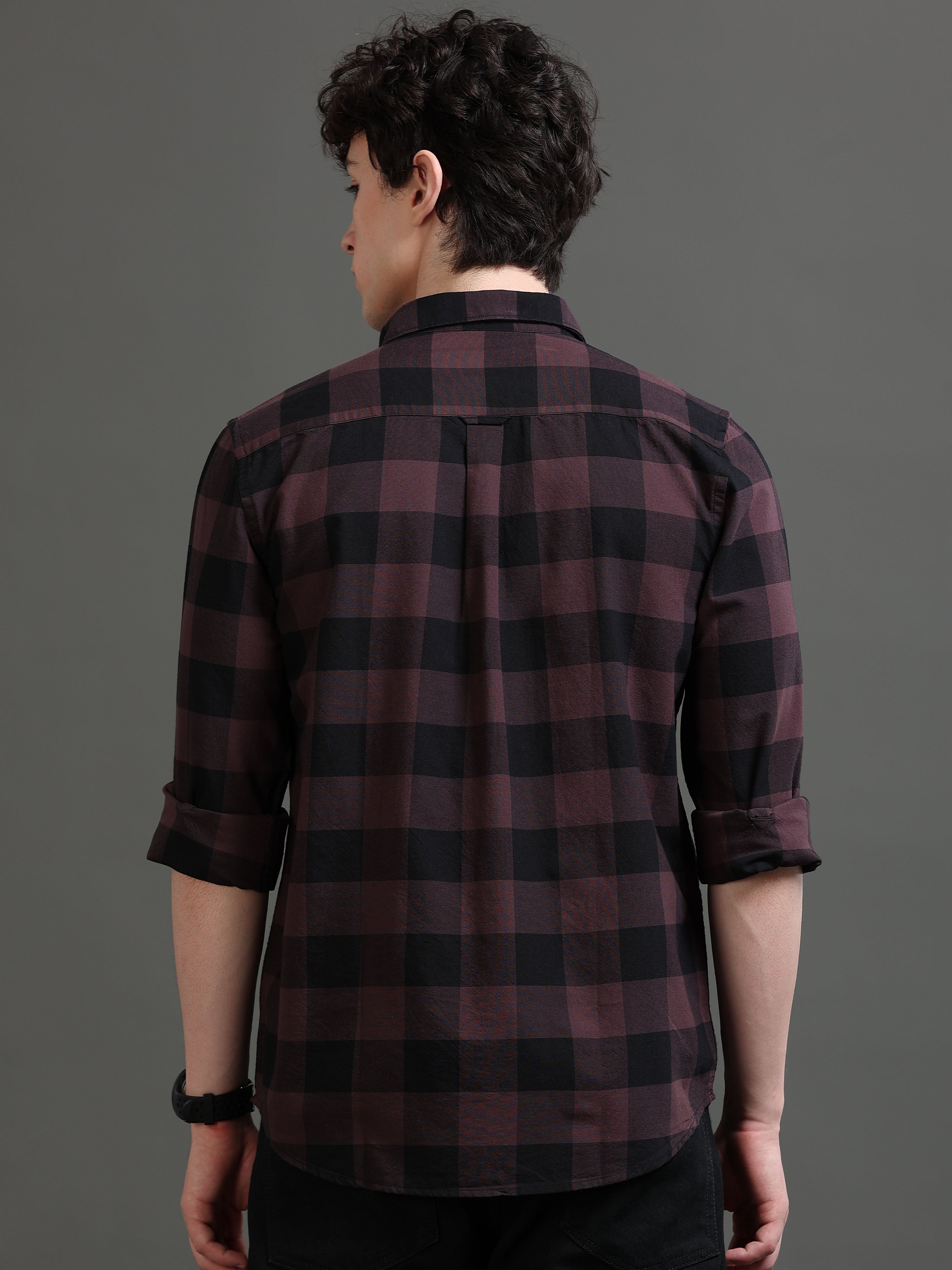 Men Purple Checked Shirt
