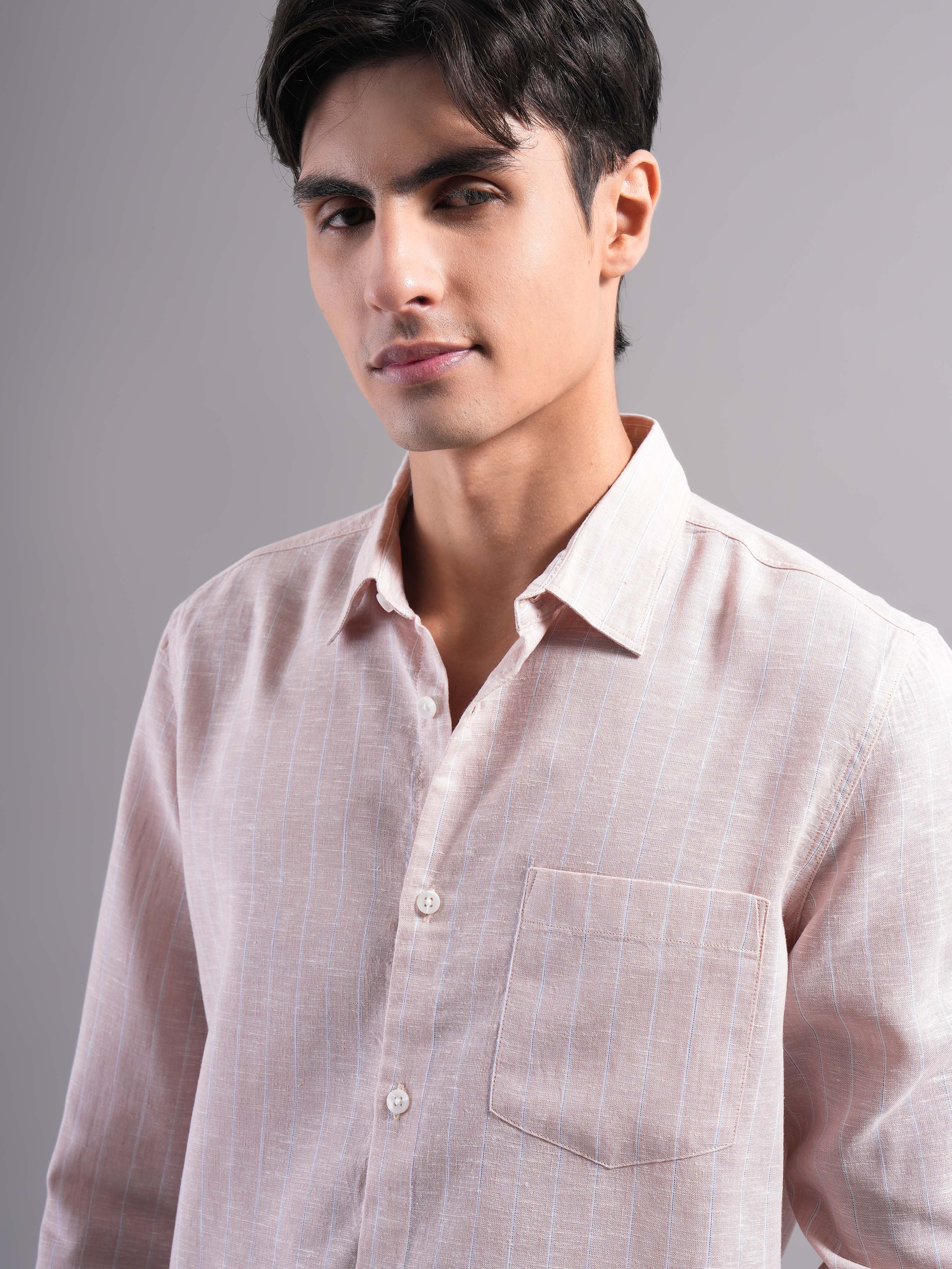 Men Lyocell Striped Shirts