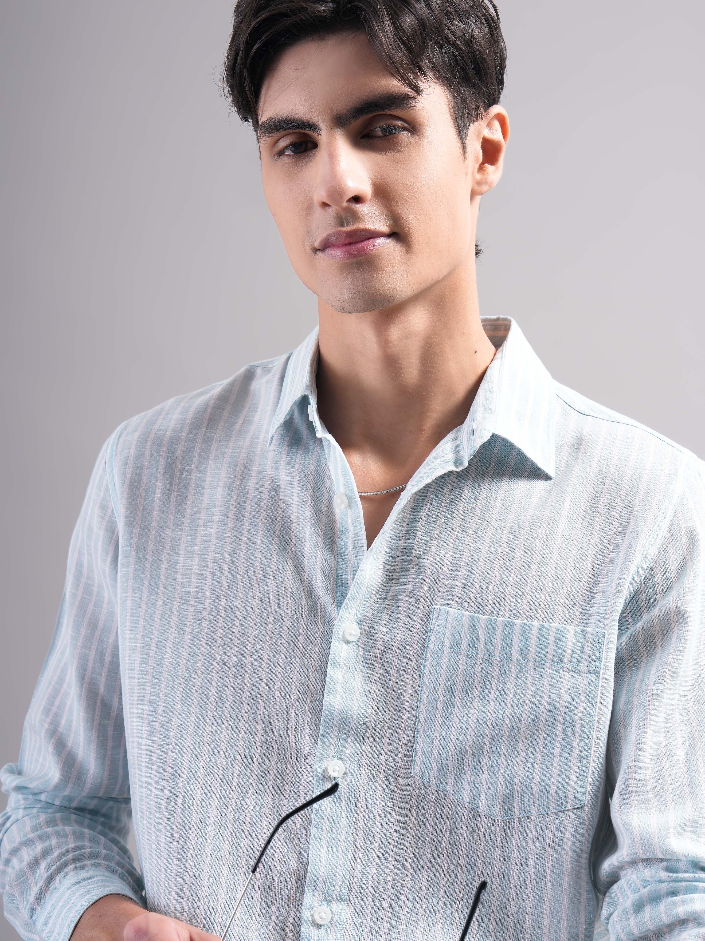 Men Lyocell Striped Shirts