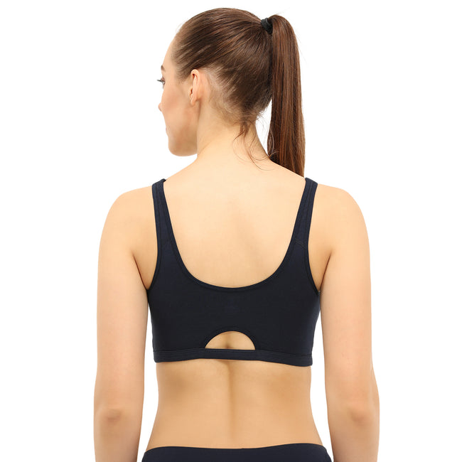 Non-padded Non-wired Full Coverage Slip-on Moulded Double Layered Sports Bra