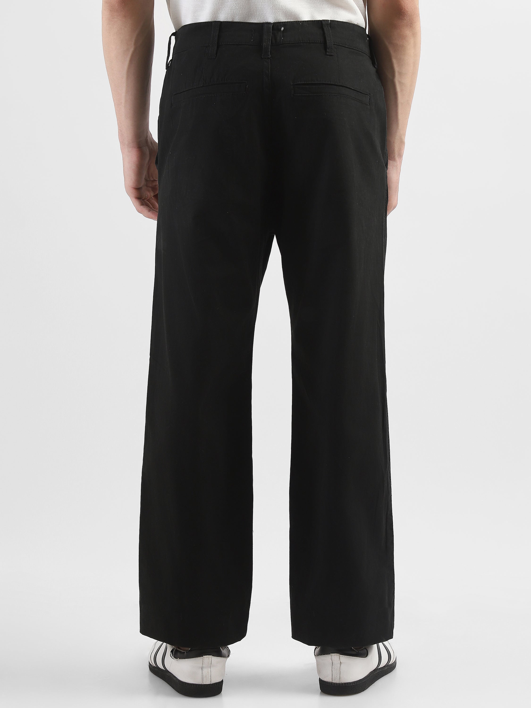 Men Black Straight Fit Trousers
