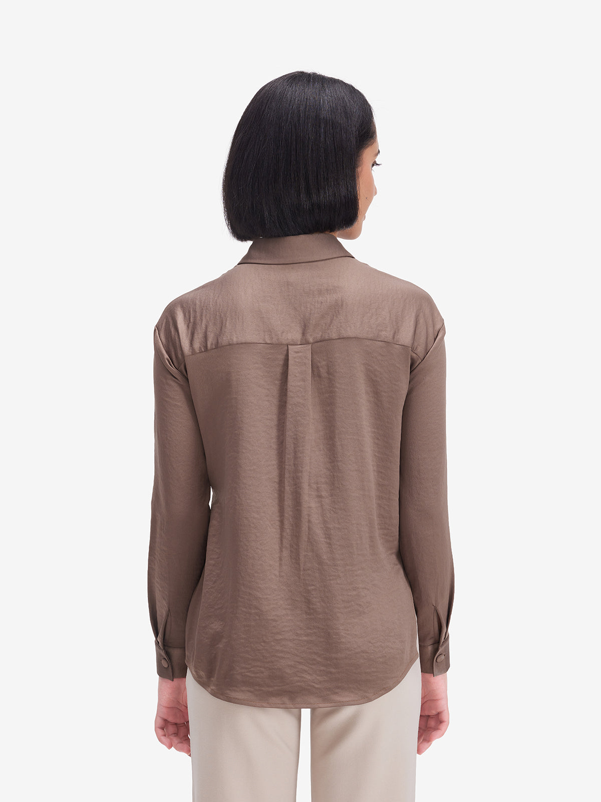 Women Brown Side Knot Detail Shirt