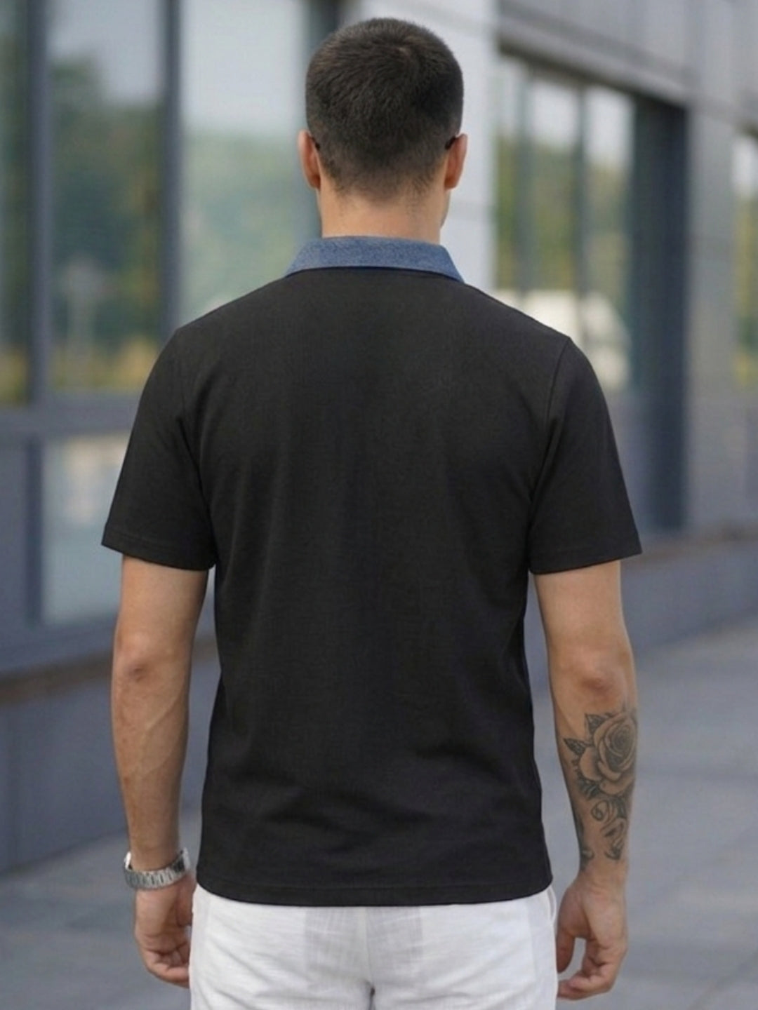 Men Black Polo T-Shirt