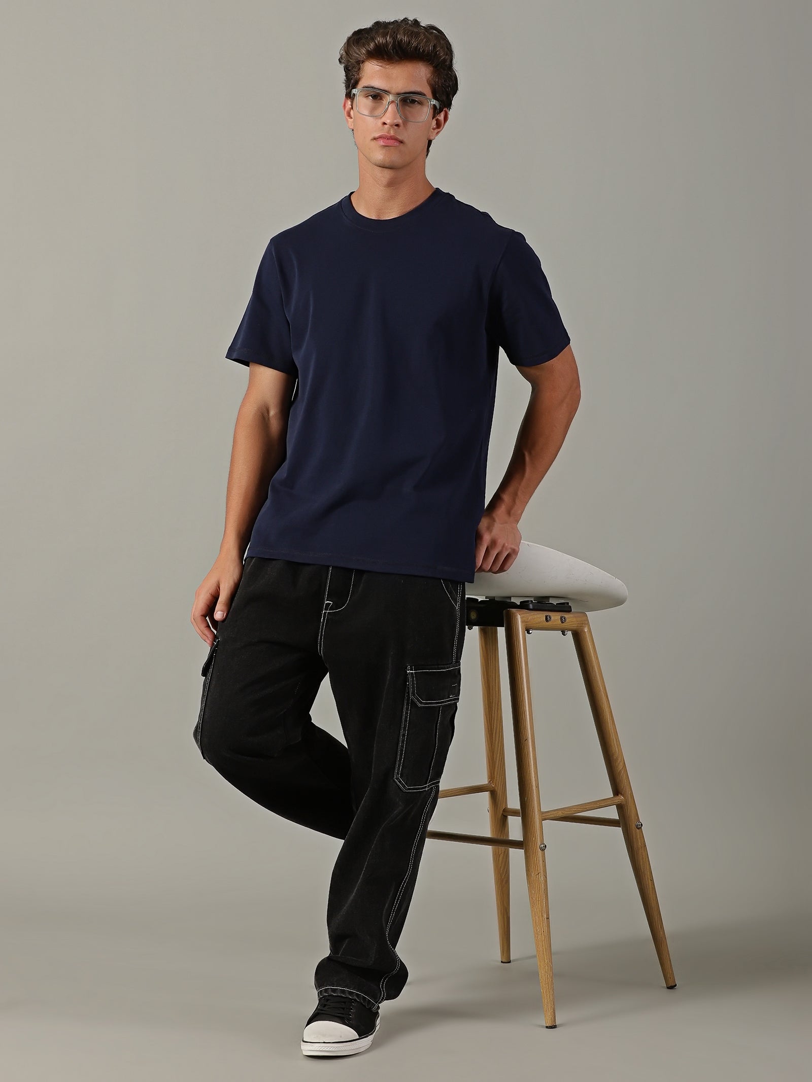 Men Navy Basic T-Shirt